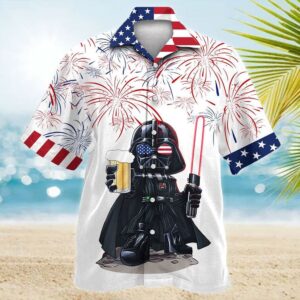 Star Wars Independence Day Darth Vader With Beer Tropical Aloha Hawaiian Shirt For Men And Women