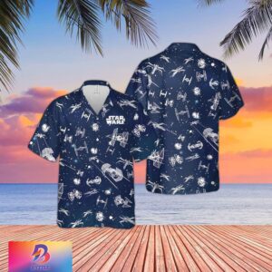 Star Wars Space Ships Blue Background Tropical Aloha Hawaiian Shirt For Men And Women