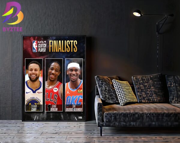 The 2023-24 Kia NBA Clutch Player Finalists of the Year Stephen Curry DeMar DeRozan Shai Gilgeous-Alexander Home Decor Poster Canvas