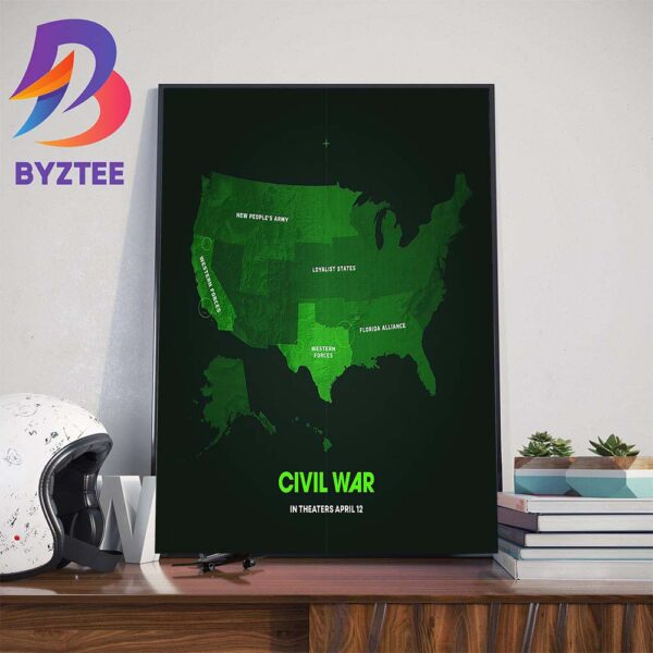 The U.S. Map In Civil War Of Alex Garland Wall Decor Poster Canvas