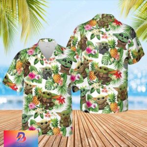 Tropical Fruits Star Wars Baby Yoda Summer Holiday Tropical Aloha Hawaiian Shirt For Men And Women