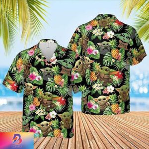 Tropical Leaves Star Wars Baby Yoda Summer Holiday Aloha Hawaiian Shirt For Men And Women