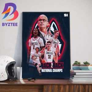 UConn Huskies Mens Basketball Back2Back National Champs NCAA DI Mens Basketball March Madness Home Decor Poster Canvas