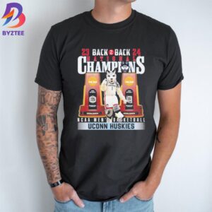 Uconn Huskies Mens Basketball Back To Back 2024 NCAA National Champions Husky Mascot Unisex T-Shirt