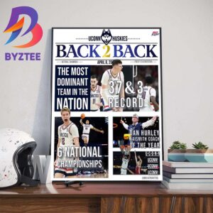 Uconn Huskies Mens Basketball Back2Back National Champions 2023-2024 NCAA Mens Basketball On Newspaper Home Decor Poster Canvas