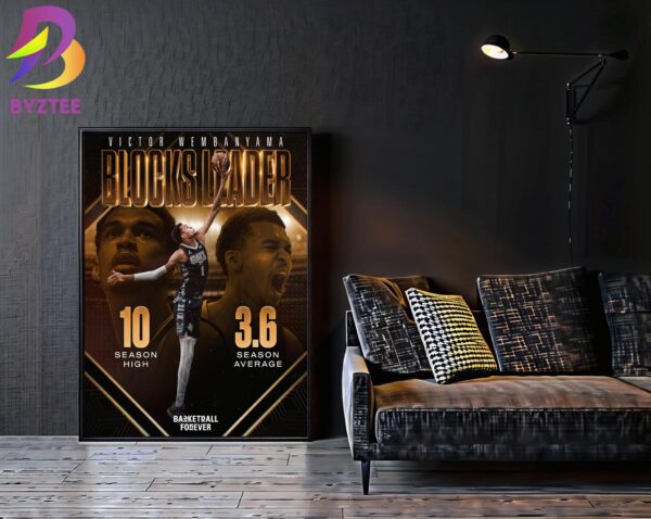 Victor Wembanyama San Antonio Spurs Is The 2023-24 NBA Blocks Leader Home Decor Poster Canvas