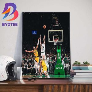 2023-2024 NBA Playoffs Eastern Conference Finals Game 1 Indiana Pacers Vs Boston Celtics Jayson Tatum With The Clutch 3 Points Game Winner In OT Wall Decor Poster Canvas