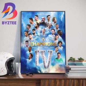 4th Season In A Row Premier League Champions Are Manchester City Wall Decor Poster Canvas