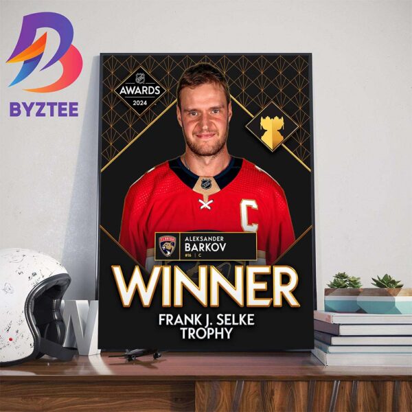 Aleksander Barkov Is The Winner Of The Frank J Selke Trophy 2024 NHL Awards Wall Decor Poster Canvas
