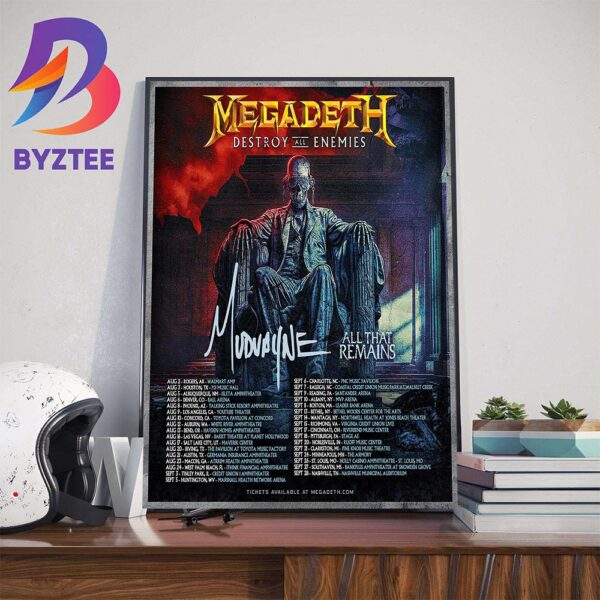 All That Remains Megadeth And Mudvayne At The Destroy All Enemies Tour 2024 In North America Home Decoration Poster Canvas