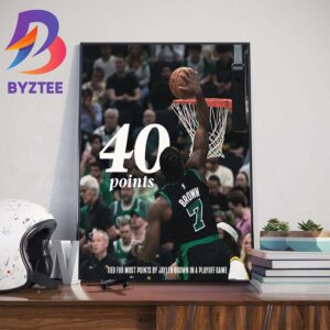 Boston Celtics Jaylen Brown 40 Points Tied For Most Points By Jaylen Brown In A Playoff Game Wall Decor Poster Canvas