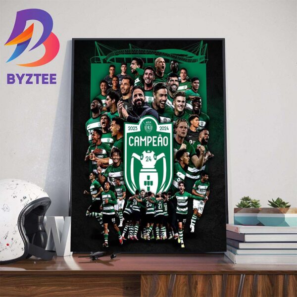 Congrats to Sporting CP Are Champions Portuguese League 2023-2024 Home Decor Poster Canvas