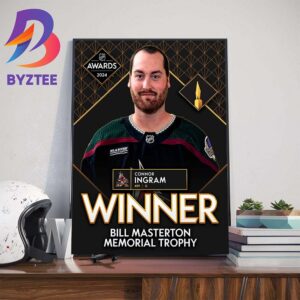 Connor Ingram Is The Winner Of The Bill Masterton Memorial Trophy In NHL Awards 2024 Wall Decor Poster Canvas