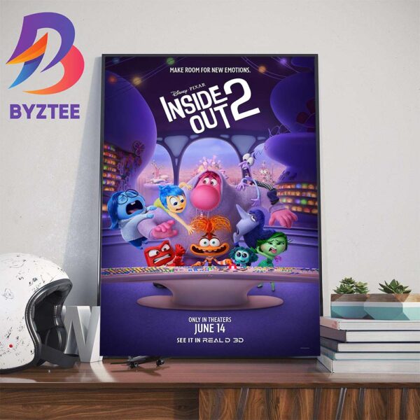 Disney x Pixar Make Room For New Emotions Inside Out 2 RealD 3D Poster Movie Wall Decor Poster Canvas