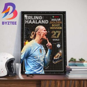 Erling Haaland In Premier League With 2 Seasons 2 Premier League Titles And 2 Golden Boots Winner Wall Decor Poster Canvas