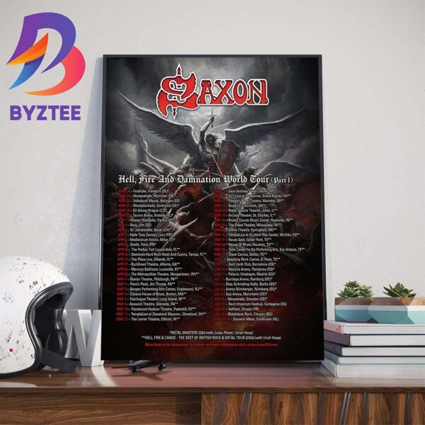 Hell Fire And Damnation Metal Masters 2024 Saxon Poster Wall Decor Poster Canvas