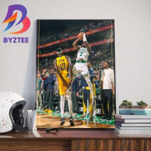 Jaylen Brown Game-Tying Shot To Force OT At Game 1 Boston Celtics Vs Indiana Pacers For Eastern Conference Finals 2023-2024 NBA Playoffs Wall Decor Poster Canvas