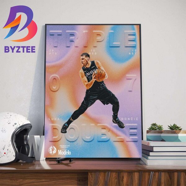 Luka Doncic Is The First Player In NBA History With 3 Straight Triple-Doubles Wall Decor Poster Canvas