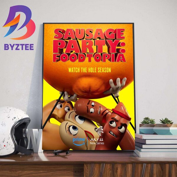 Official Poster Sausage Party Foodtopia Watch The Hole Season July 11st 2024 Home Decor Poster Canvas