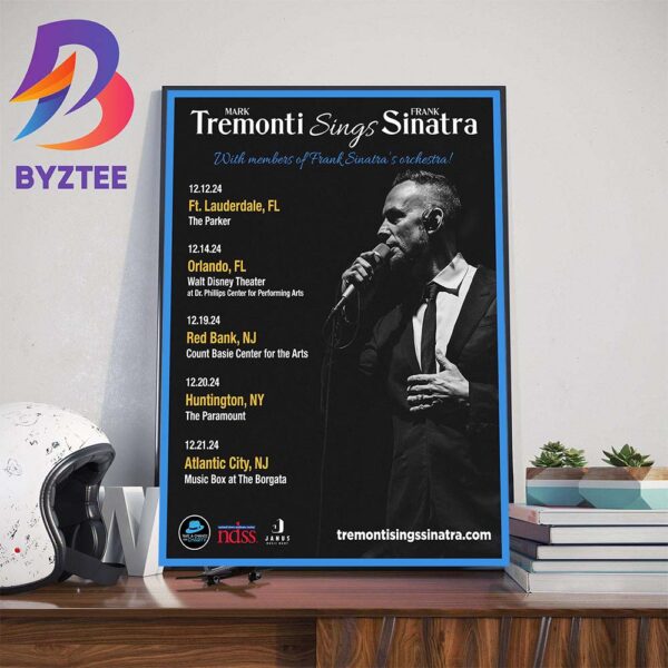 Official Poster Tremonti Sings Sinatra Tour December 2024 Wall Decor Poster Canvas