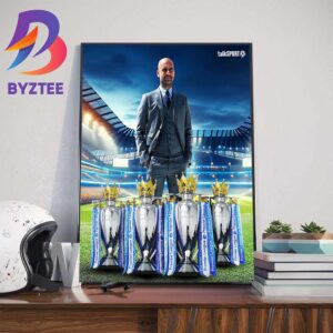 Pep Guardiola And Manchester City Are 2023-2024 Premier League Champions Wall Decor Poster Canvas