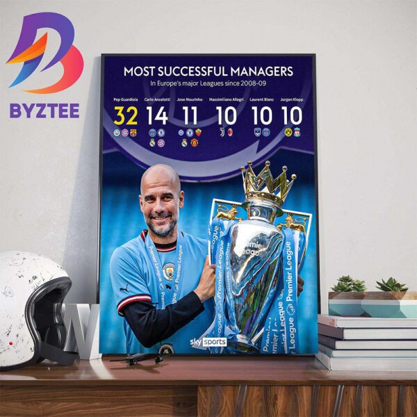 Pep Guardiola Is The Most Successful Managers in Europe Major Leagues Since 2008-2009 Wall Decor Poster Canvas