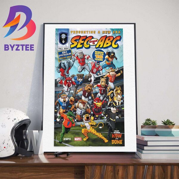 Presenting A New Era SEC Returns To ABC Now With 16 Teams x Marvel Wall Decor Poster Canvas