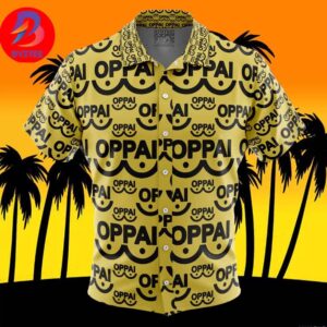 Saitama Oppai One Punch Man For Men And Women In Summer Vacation Button Up Hawaiian Shirt