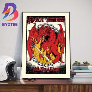 Saxon And Uriah Heep Hell Fire And Chaos In Texas 2024 With Limited-Edition Poster Wall Decor Poster Canvas