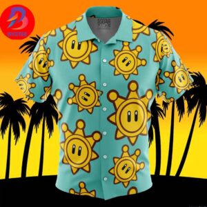Shine Sprite Super Mario Sunshine For Men And Women In Summer Vacation Button Up Hawaiian Shirt