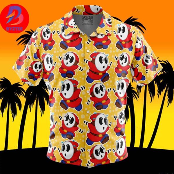 Shy Guy Super Mario Bros For Men And Women In Summer Vacation Button Up Hawaiian Shirt