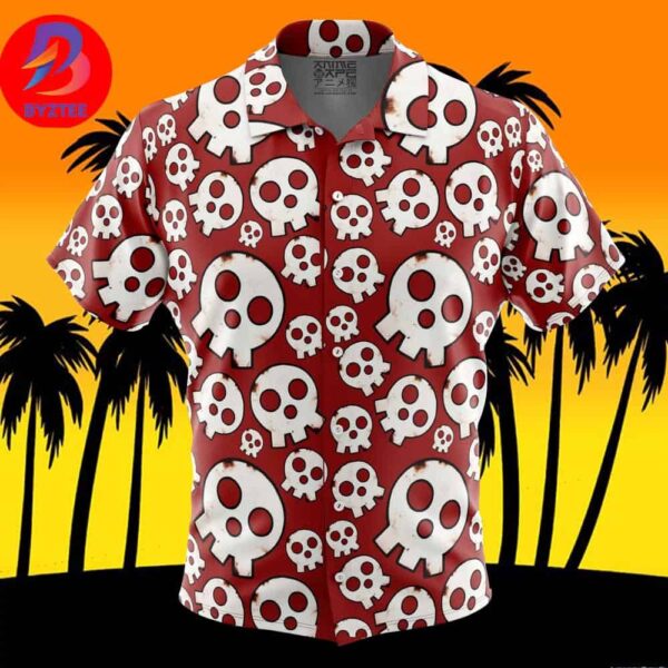 Skull Emblem Fire Force For Men And Women In Summer Vacation Button Up Hawaiian Shirt
