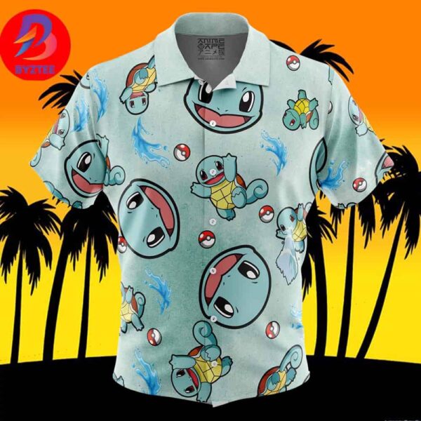 Squirtle Pattern Pokemon For Men And Women In Summer Vacation Button Up Hawaiian Shirt