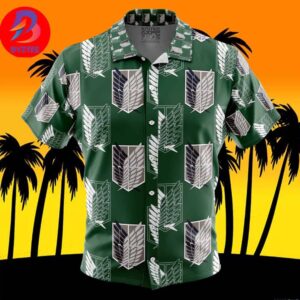 Survey Corps Attack on Titan For Men And Women In Summer Vacation Button Up Hawaiian Shirt