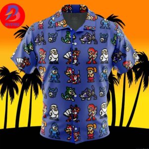Team Mega Man For Men And Women In Summer Vacation Button Up Hawaiian Shirt