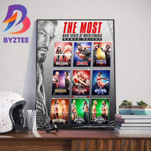 The Most Main Events Of WrestleMania For Roman Reigns Wall Decor Poster Canvas