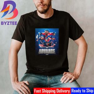 The New York Rangers To Advance To Second Round 2024 Stanley Cup Playoffs Unisex T-Shirt