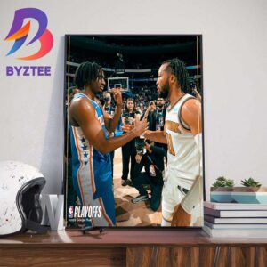 Tyrese Maxey Hand Shake Jalen Brunson At Eastern Conference 2024 NBA Playoffs Home Decor Poster Canvas