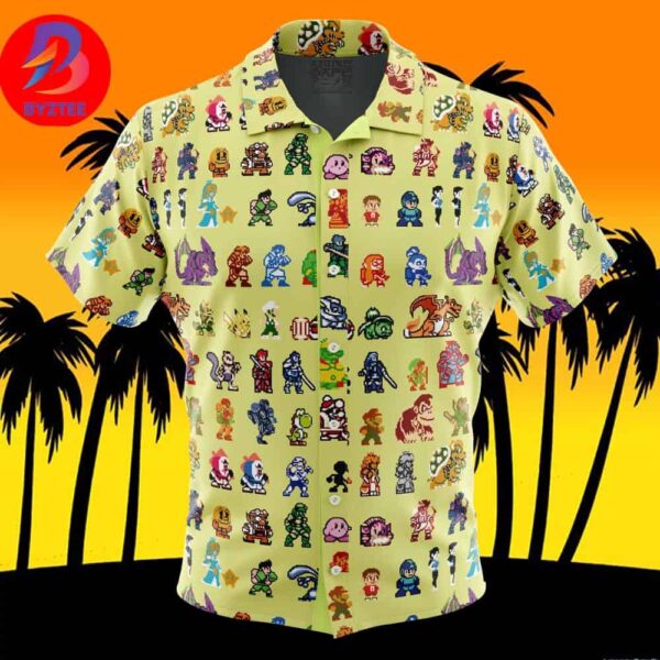 Ultimate Roster Super Smash Bros For Men And Women In Summer Vacation Button Up Hawaiian Shirt