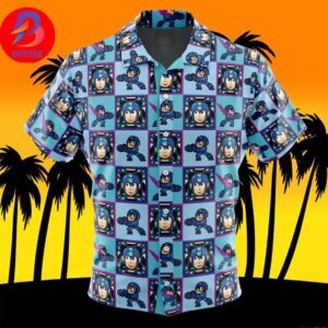 Video Game Mega Man For Men And Women In Summer Vacation Button Up Hawaiian Shirt