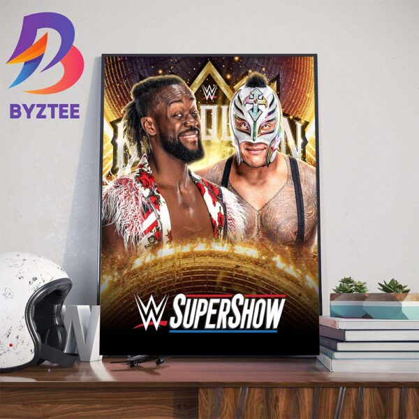 WWE Super Show Kofi Kingston vs Rey Mysterio For WWE King And Queen Of The Ring at WWE Macon Wall Decor Poster Canvas