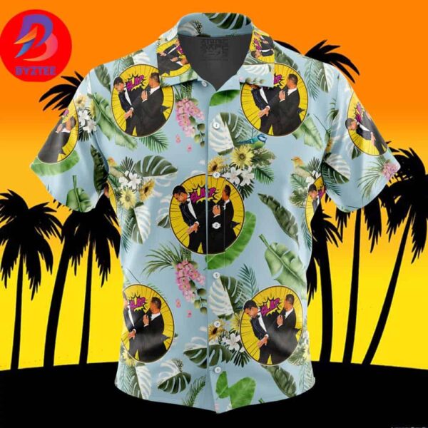 Will Smith Slaps Chris Rock Meme For Men And Women In Summer Vacation Button Up Hawaiian Shirt