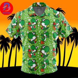 Yoshi Super Mario Bros For Men And Women In Summer Vacation Button Up Hawaiian Shirt
