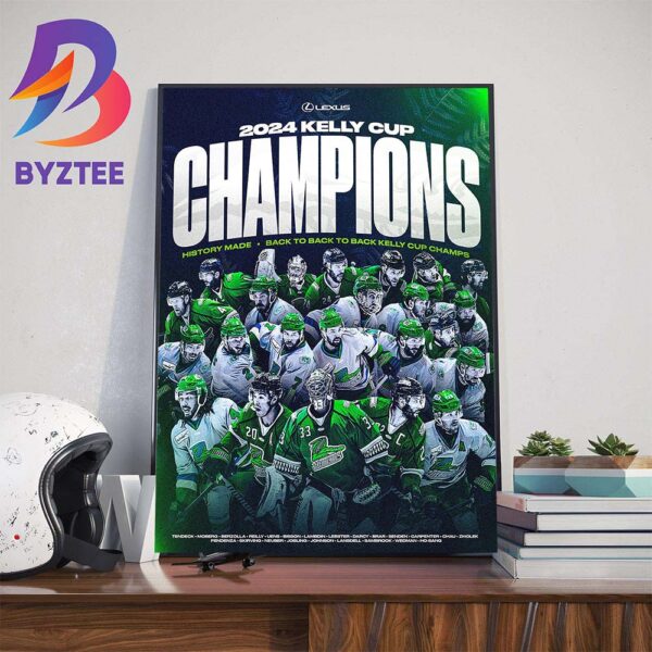 2024 Kelly Cup Champions History Made Florida Everblades Back To Back To Back Kelly Cup Champs Wall Decor Poster Canvas