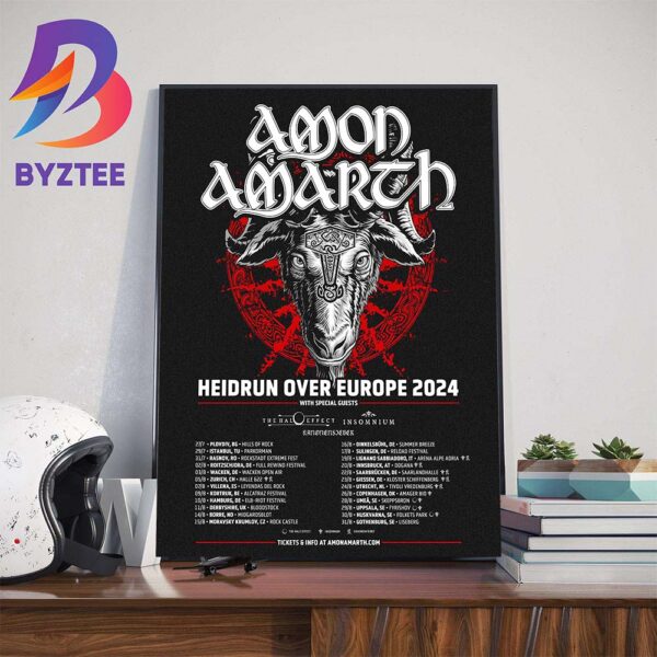Amon Amarth Heidrun Over Europe 2024 Official Poster Wall Decor Poster Canvas