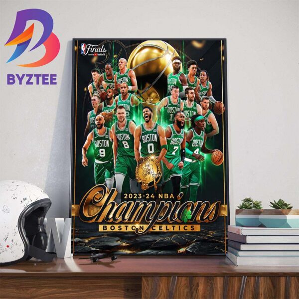 Congratulations To Boston Celtics Are The 2023-2024 NBA Champions Wall Decor Poster Canvas