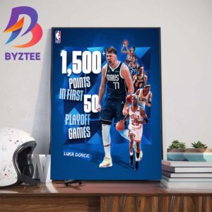 Congratulations To Dallas Mavericks Luka Doncic 1500 Points in First 50 NBA Playoffs Games Wall Decor Poster Canvas