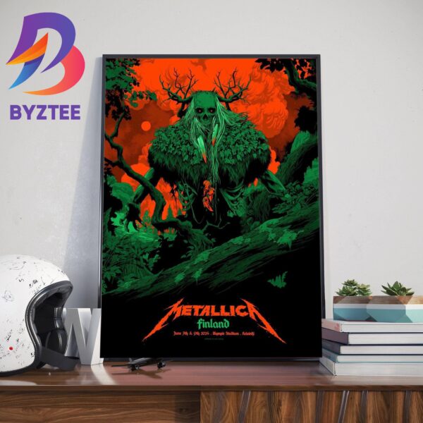 Metallica World Tour Merch Poster For M72 Helsinki at the Olympic Stadium in Helsinki Finland June 7th And 09th 2024 Wall Decor Poster Canvas