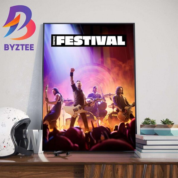 Metallica x Fortnite Festival Season 4 James Lars Kirk And Robert Are Ready To Rock Wall Decor Poster Canvas