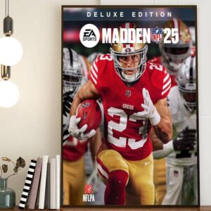 Official Deluxe Edition Christian McCaffrey On Cover Athlete The EA Sports Madden NFL 25 Wall Decor Poster Canvas
